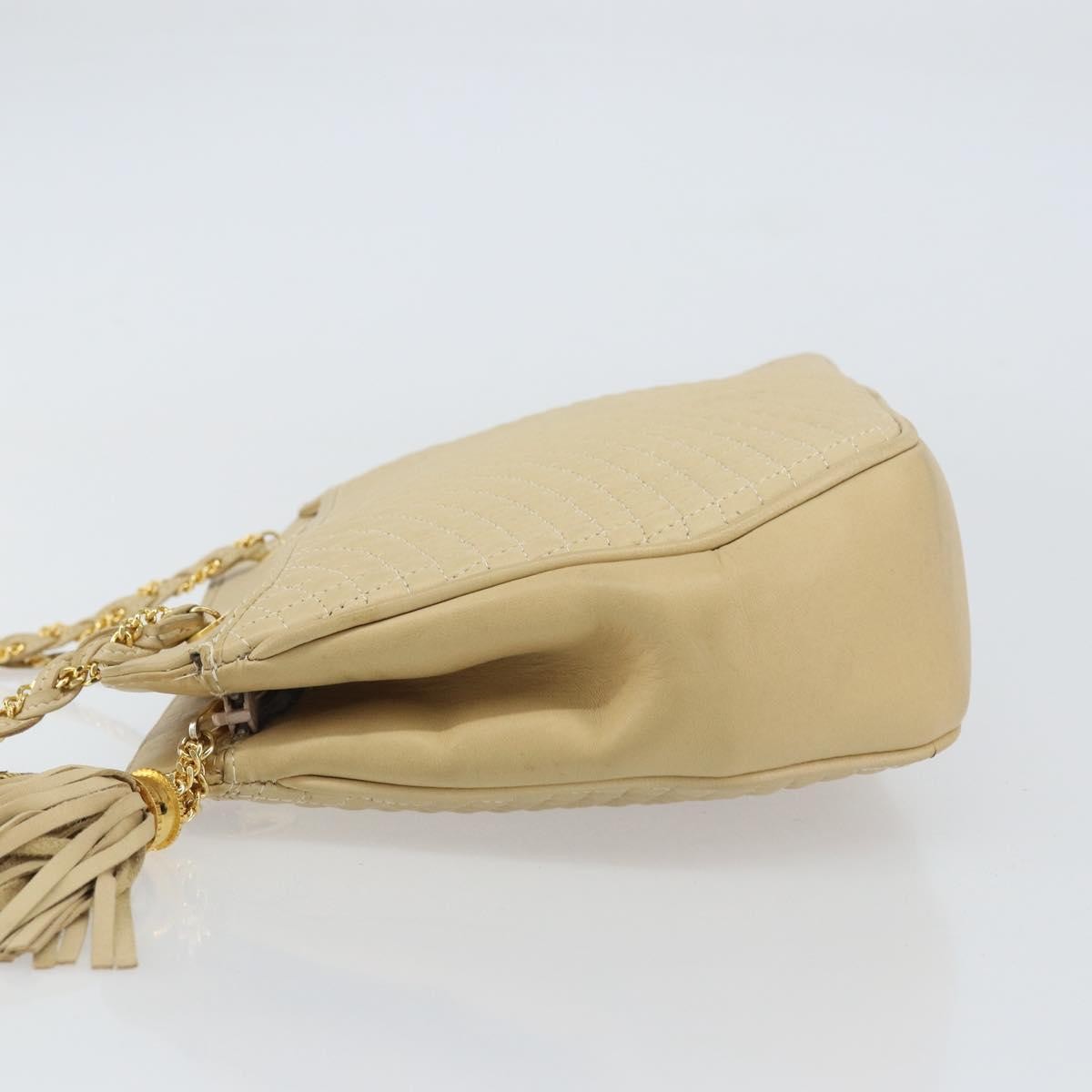 Bally Vintage Chain Quilted Leather Beige Leather Shoulder Bag Bag (Pre-Owned)