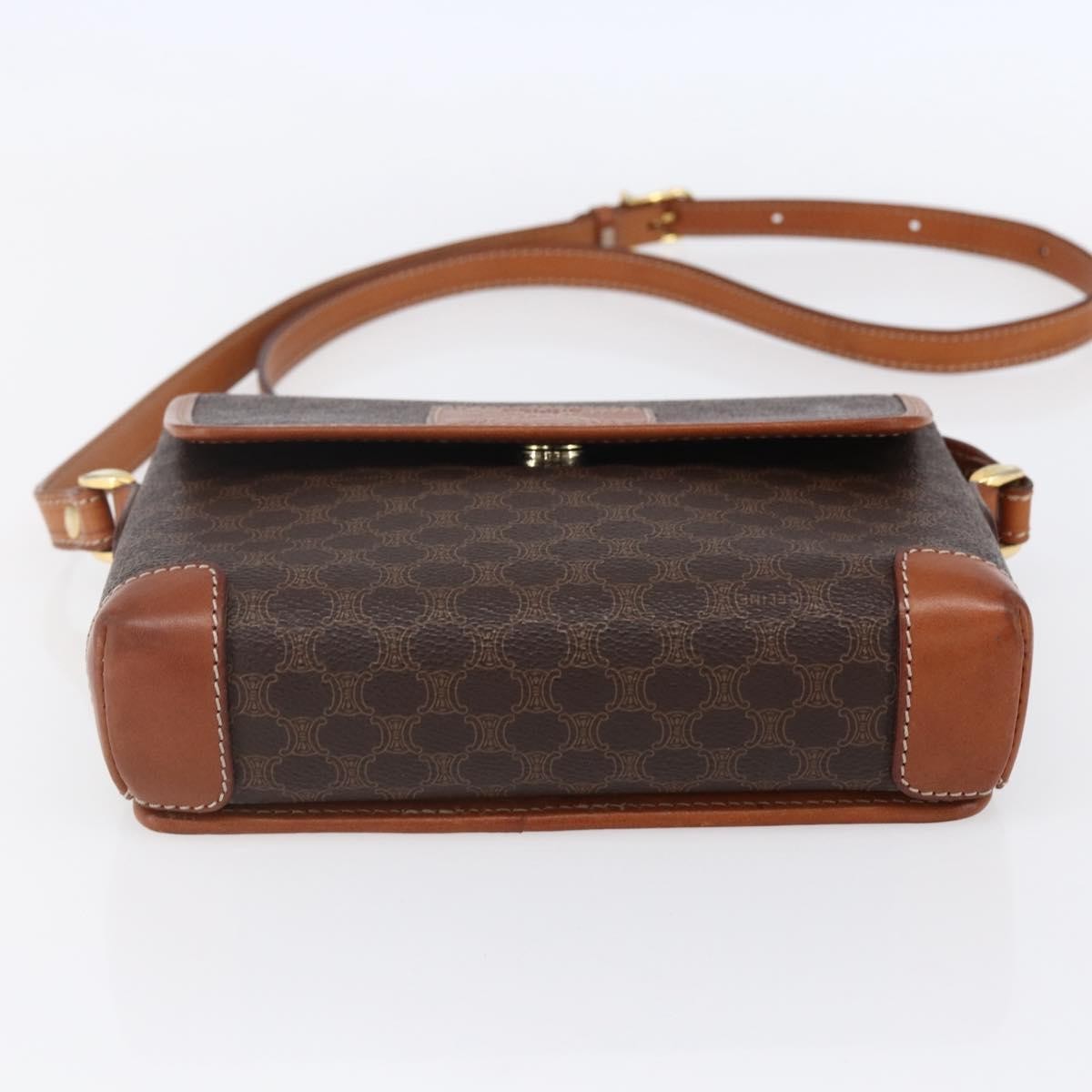 Celine Vintage Macadam Canvas And Leather Brown Canvas Shoulder Bag Bag (Pre-Owned)