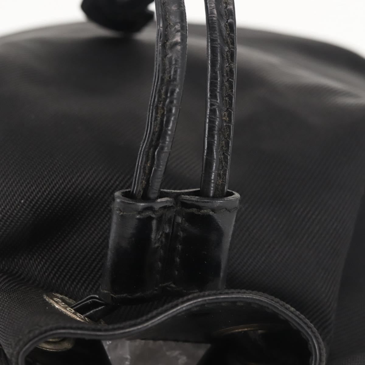 Gucci Vintage Bamboo Bucket Nylon And Leather Black Nylon Bag (Pre-Owned)