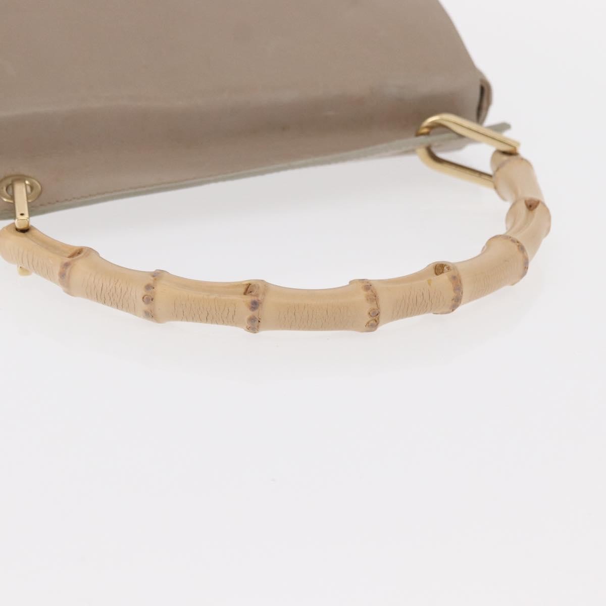 Gucci Vintage Bamboo Handle Leather Beige Leather Handbag (Pre-Owned)