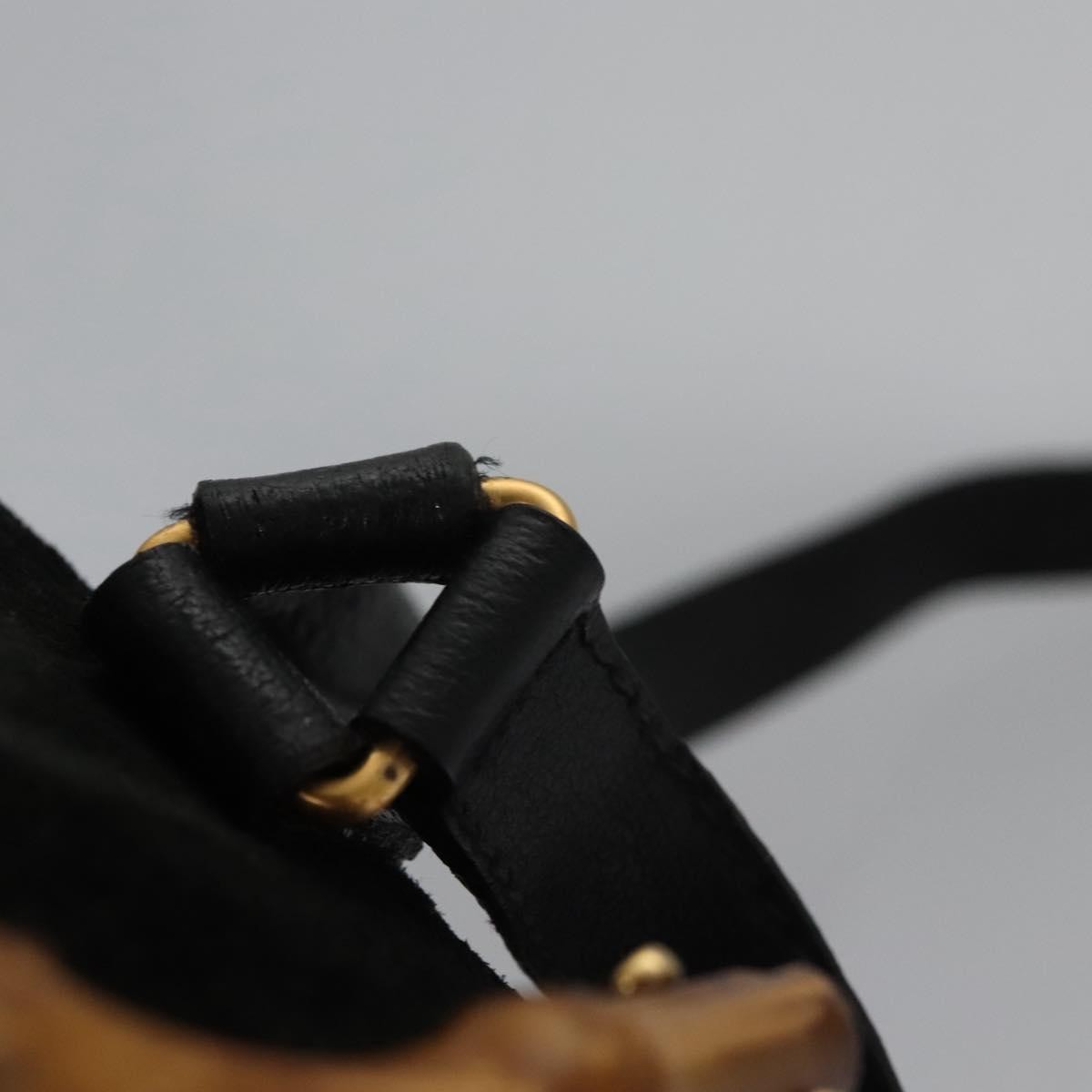 Gucci Gucci Bamboo Daim Black Suede Backpack Bag (Pre-Owned)