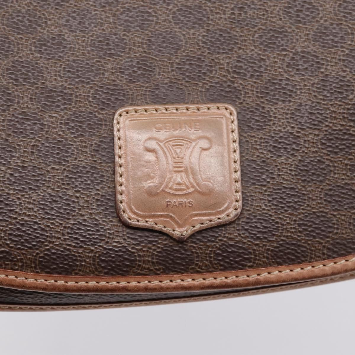 Celine Vintage Saddle Flap Macadam Coated Canvas Brown Canvas Shoulder Bag Bag (Pre-Owned)