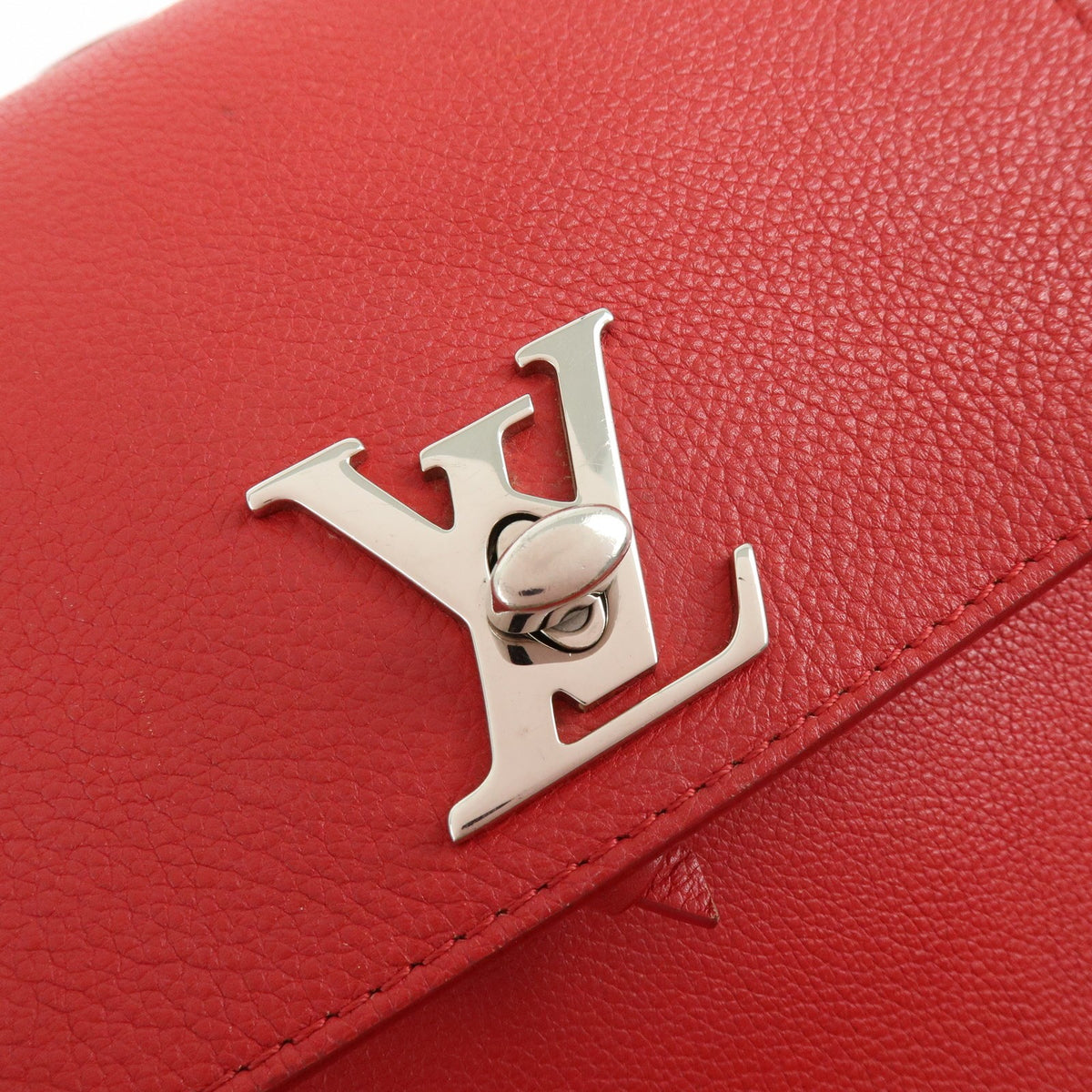 Louis Vuitton Lockme Leather Red Leather Backpack Bag (Pre-Owned)