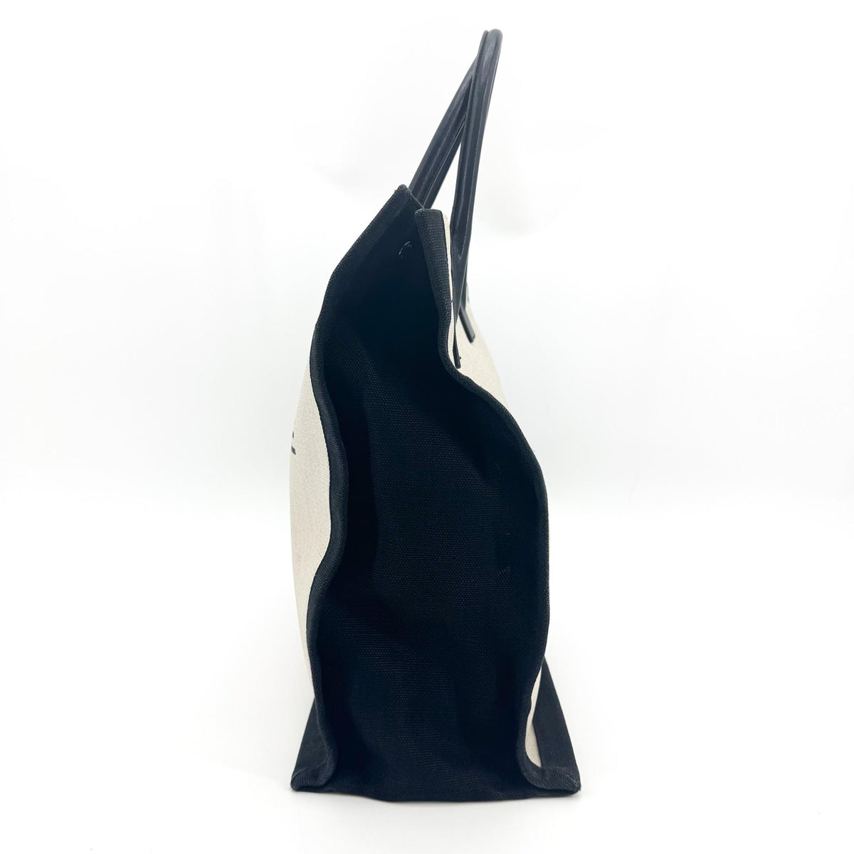 Saint Laurent Rive Gauche Shopper Canvas White Canvas Tote Bag Bag (Pre-Owned)