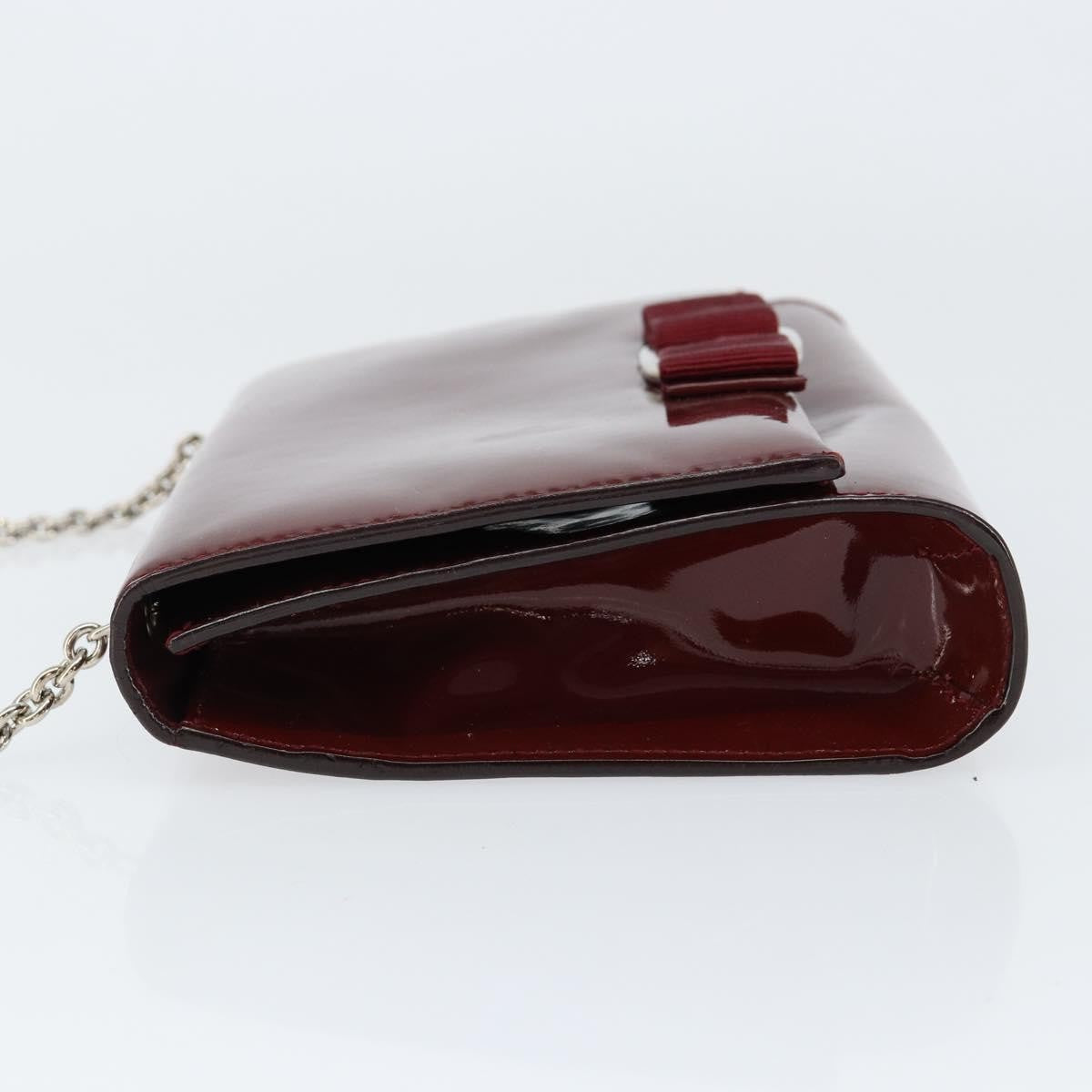Salvatore Ferragamo Vala Chain Patent Leather Red Patent_Leather Shoulder Bag Bag (Pre-Owned)