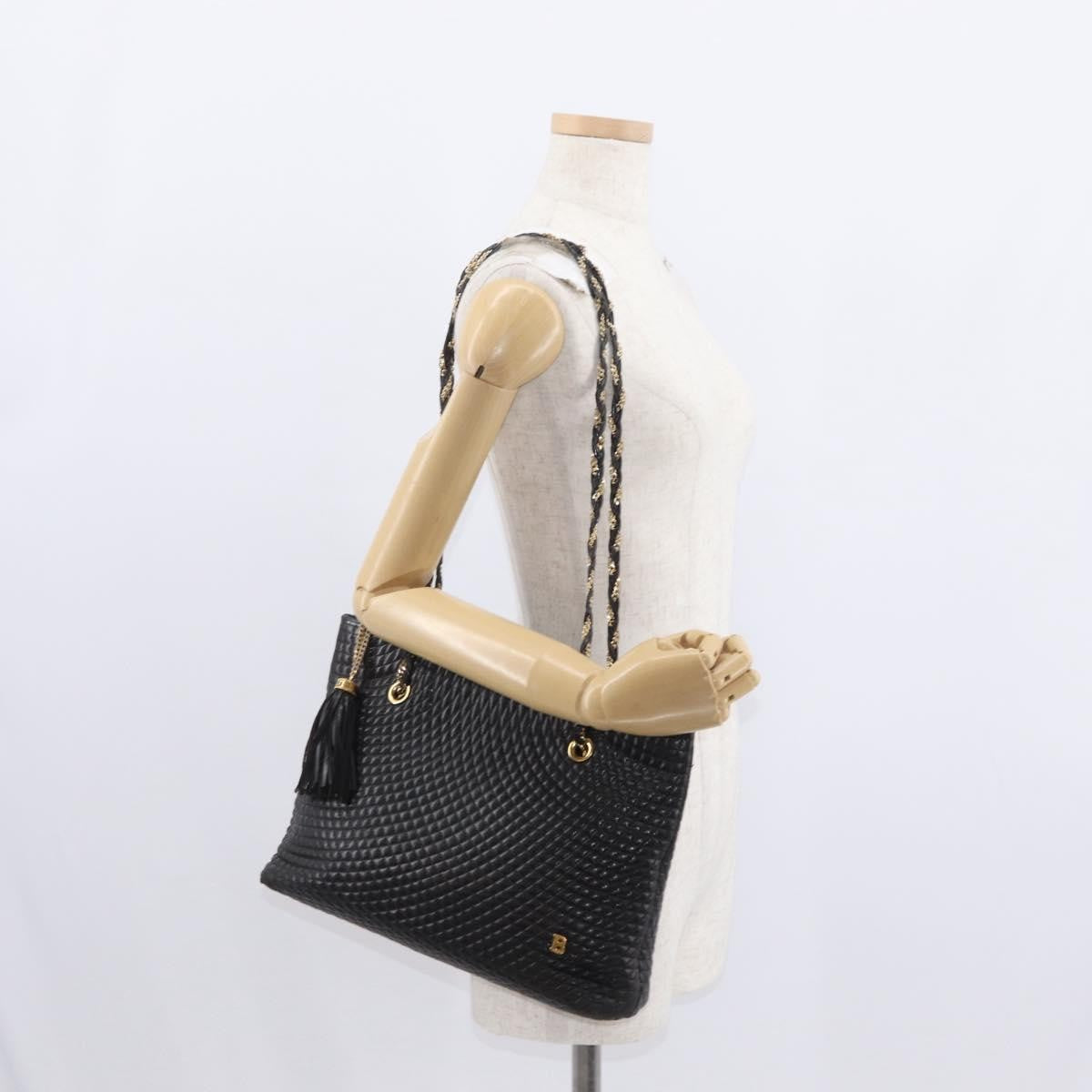 Bally Vintage Leather Black Leather Shoulder Bag Bag (Pre-Owned)