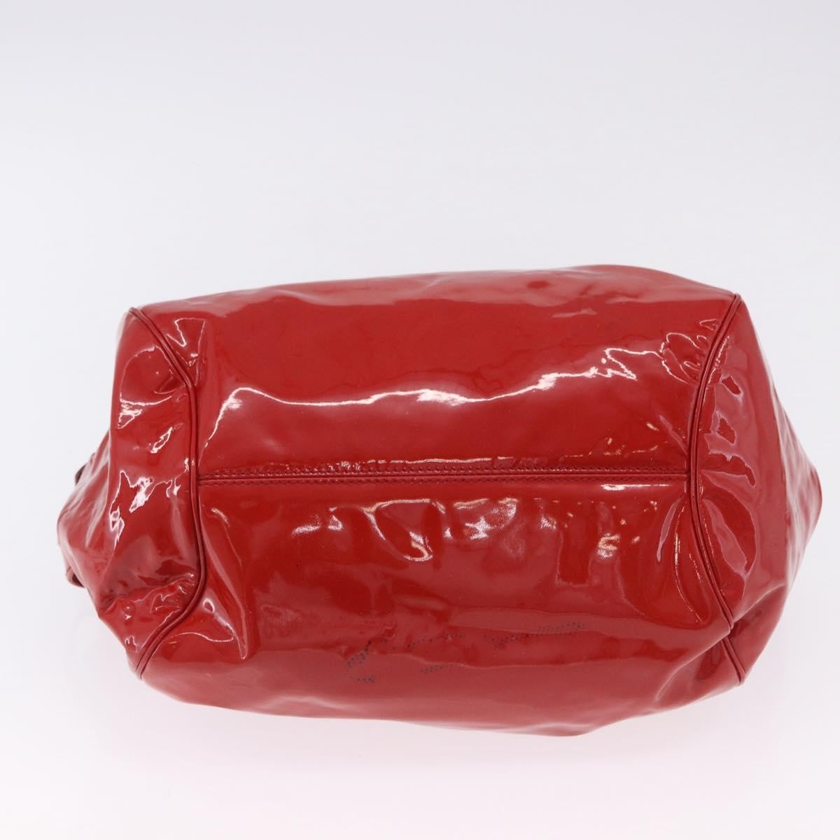 Salvatore Ferragamo Gancini Patent Leather Red Patent_Leather Handbag (Pre-Owned)