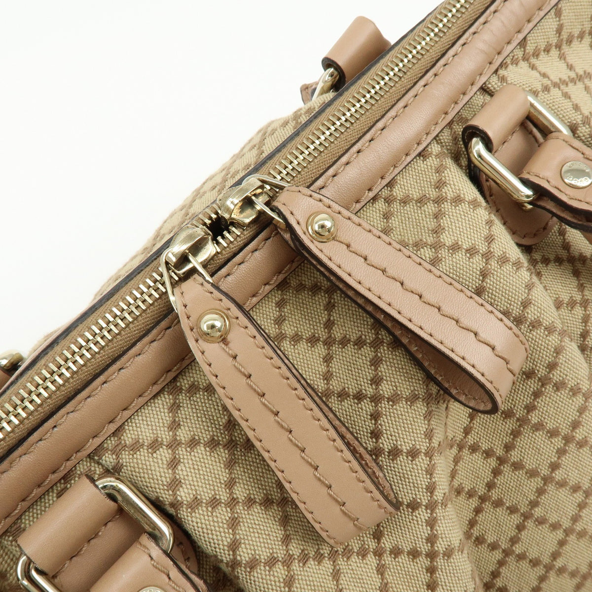 Gucci Sukey Diamante Canvas With Leather Beige Canvas Tote Bag Bag (Pre-Owned)