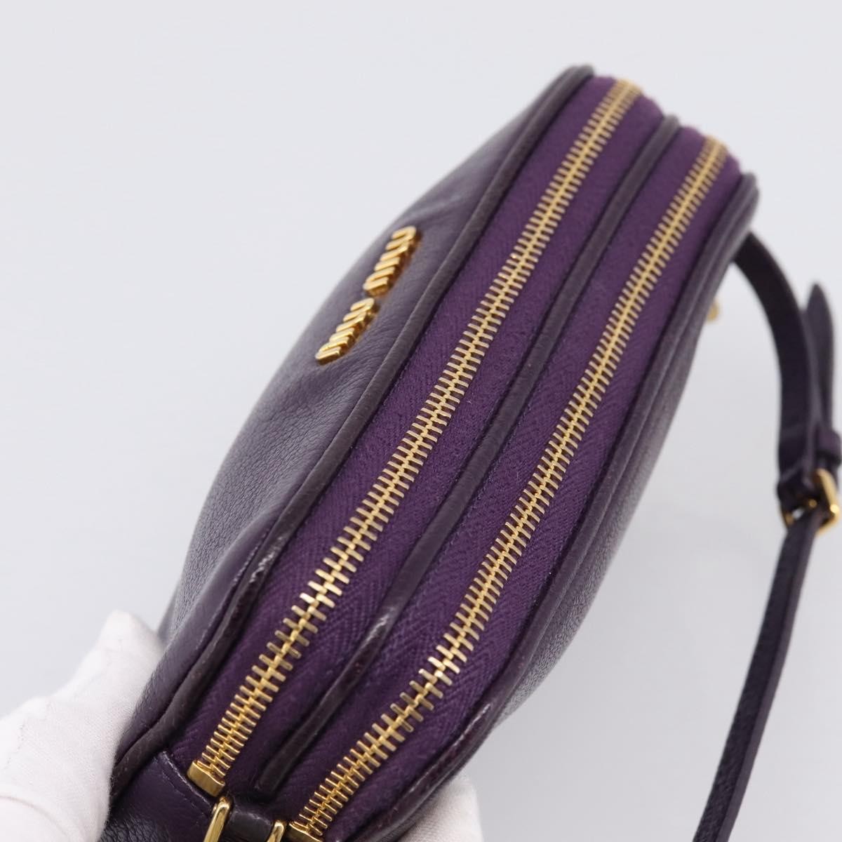 Miu Miu Double Zip Pochette Leather Purple Leather Clutche & Pouche Bag (Pre-Owned)