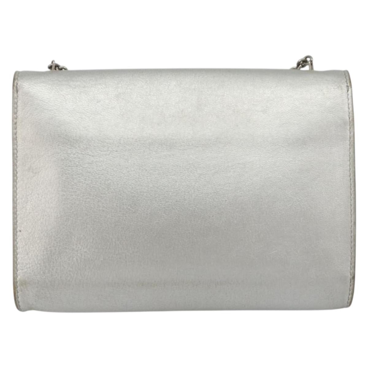 Salvatore Ferragamo Vara Chain Flap Leather Silver Leather Shoulder Bag Bag (Pre-Owned)