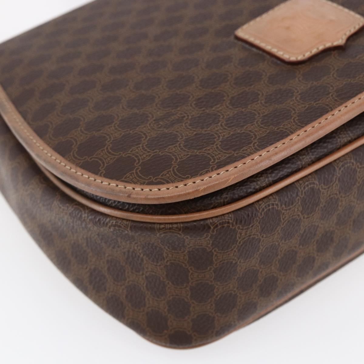 Celine Macadam Shoulder Pvc Leather Brown Canvas Shoulder Bag Bag (Pre-Owned)