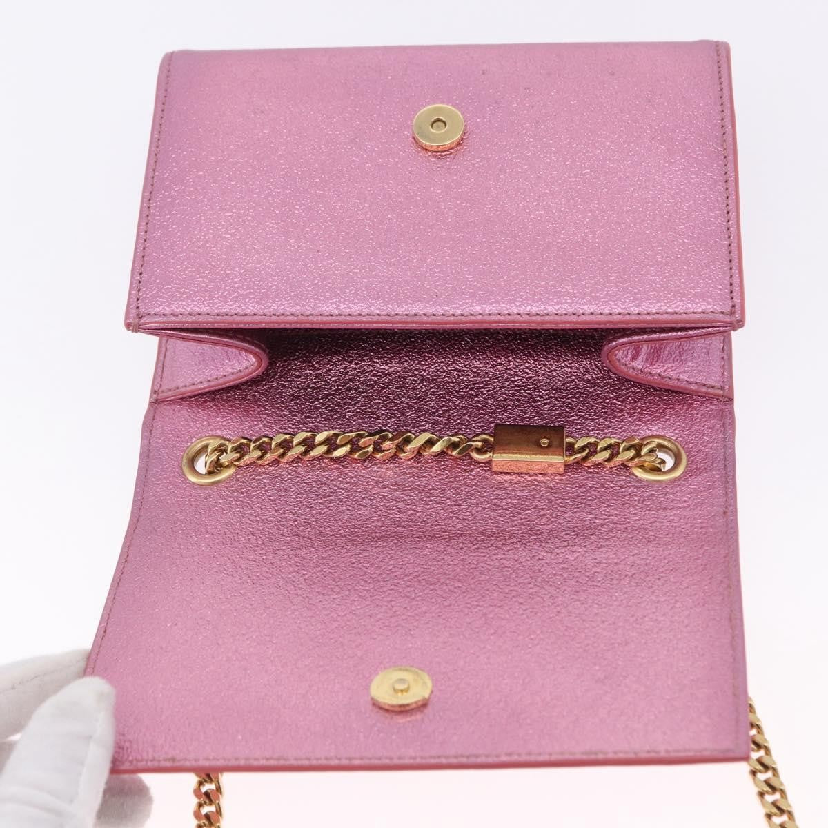 Saint Laurent Classic Monogram Metallic Leather Pink Leather Crossbody Bag Bag (Pre-Owned)