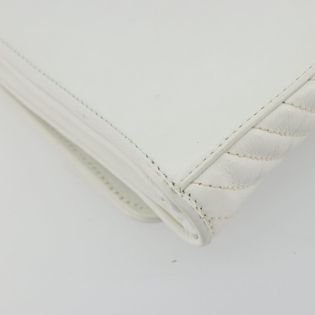 Celine Vintage Flap Quilted Leather White Leather Shoulder Bag Bag (Pre-Owned)