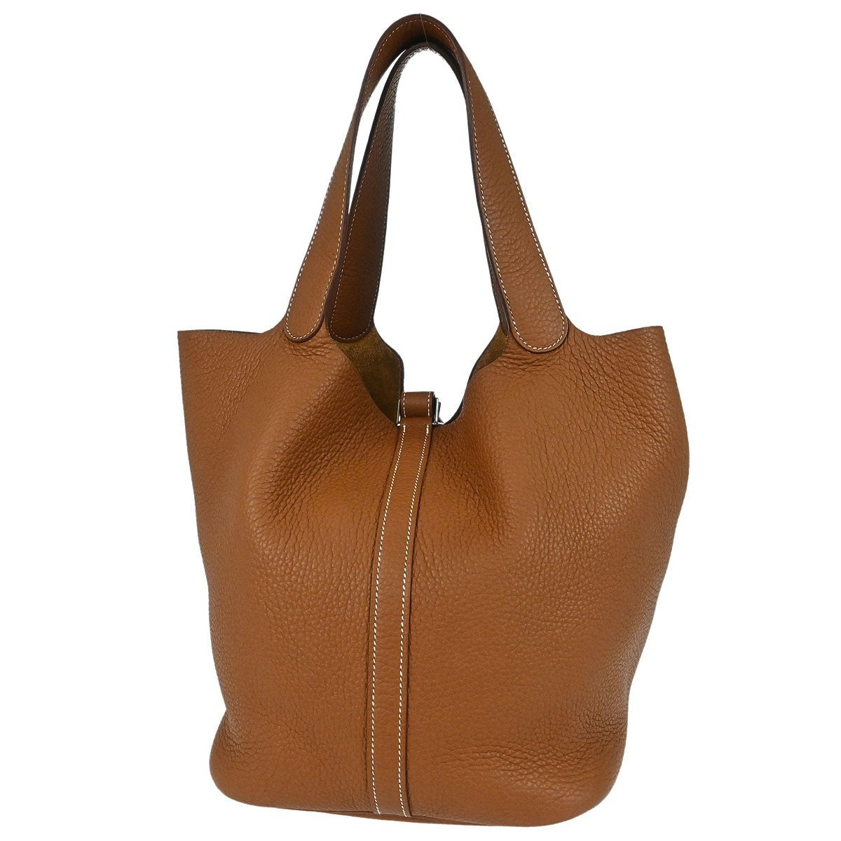 Hermes Picotin Lock Clemence Gold Leather Handbag (Pre-Owned)