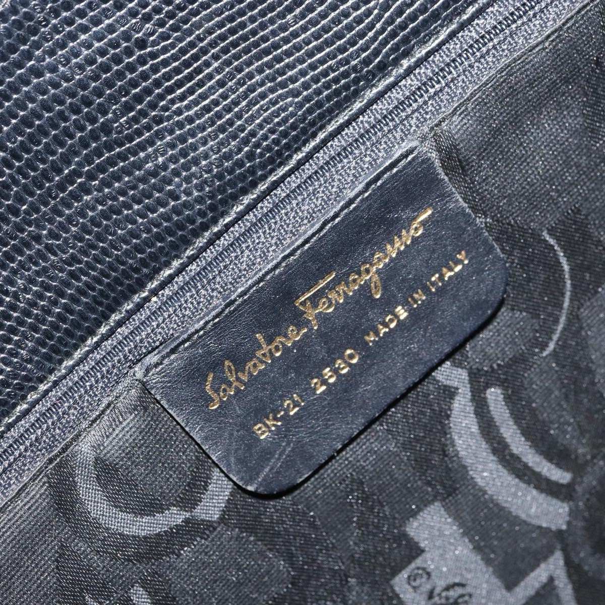Salvatore Ferragamo Vintage Vara Bow Lizard Embossed Leather Black Leather Tote Bag Bag (Pre-Owned)