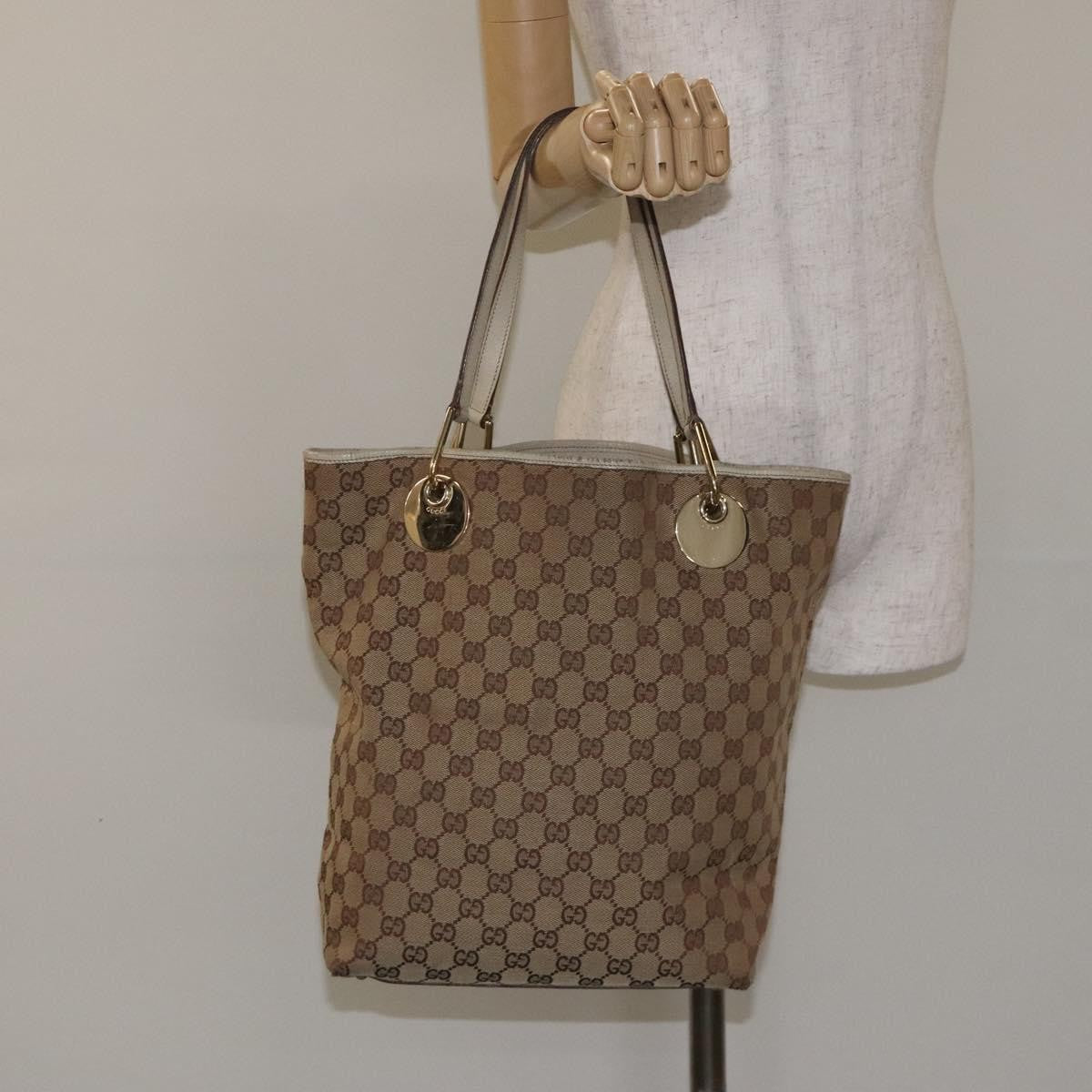 Gucci Gg Canvas Canvas Beige Canvas Tote Bag Bag (Pre-Owned)