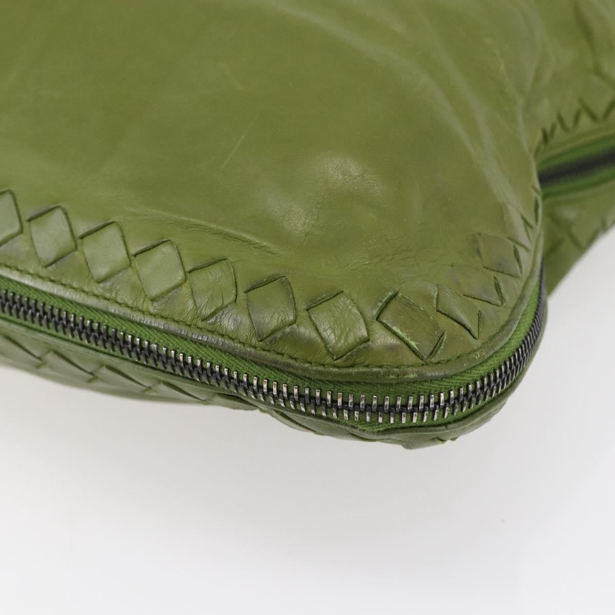 Bottega Veneta Intrecciato Leather Green Leather Shoulder Bag Bag (Pre-Owned)
