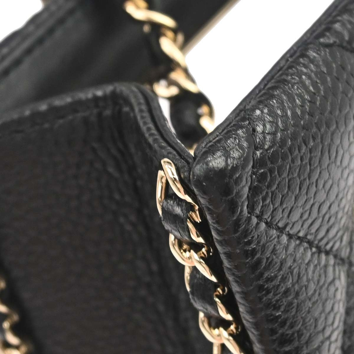 Chanel Chain Around Cut Out Handle Evening Tote Quilted Caviar Black Leather Shoulder Bag Bag (Pre-Owned)