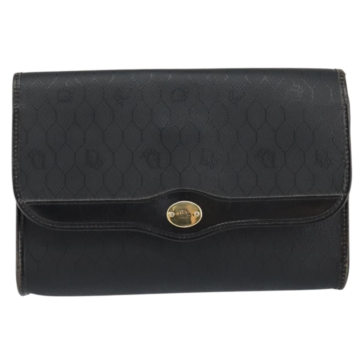 Christian Dior Vintage Honeycomb Flap Coated Canvas Black Canvas Shoulder Bag Bag (Pre-Owned)