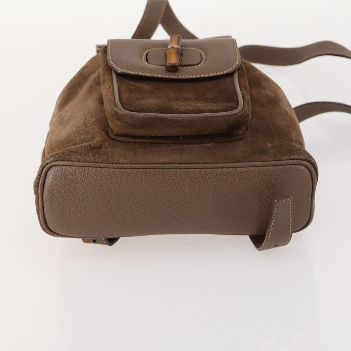 Gucci Gucci Bamboo Daim Brown Suede Backpack Bag (Pre-Owned)