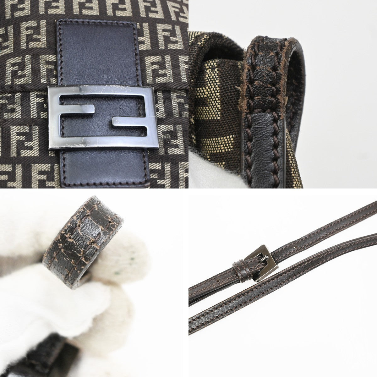Fendi Vintage Flap Zucchino Canvas Brown Canvas Crossbody Bag Bag (Pre-Owned)