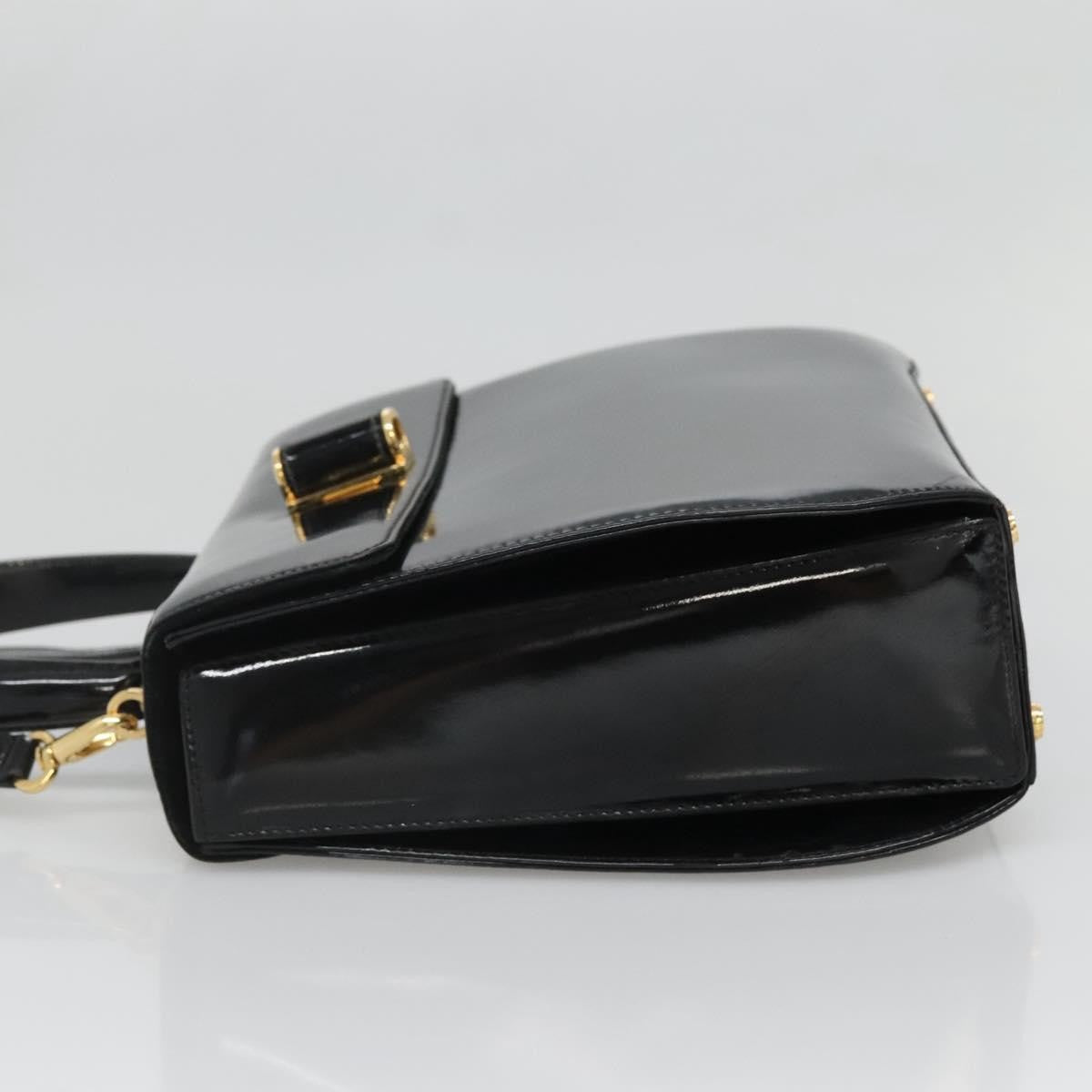 Salvatore Ferragamo Gancini Patent Leather Black Patent_Leather Shoulder Bag Bag (Pre-Owned)