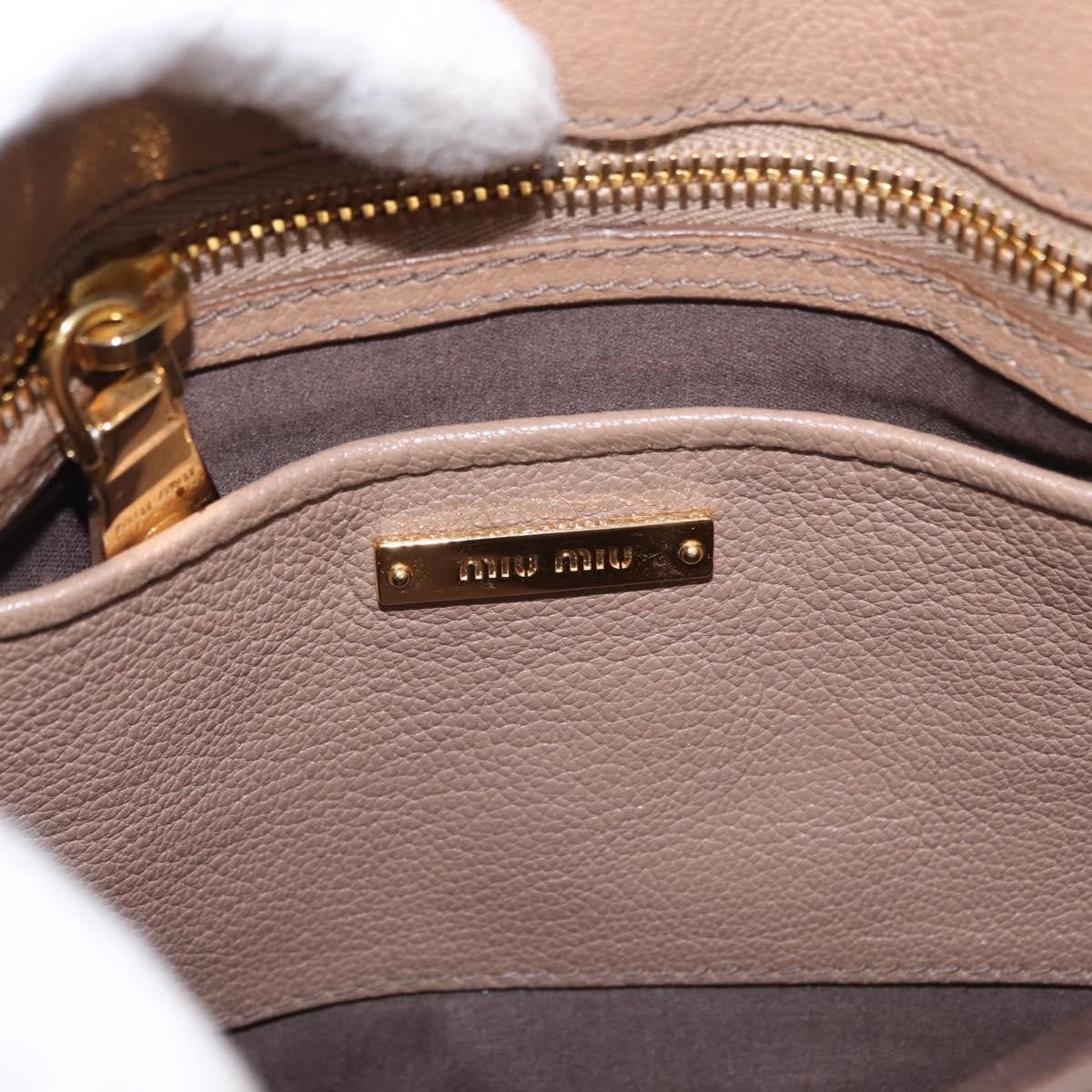 Miu Miu Madras Convertible Lock Tote Leather Beige Leather Handbag (Pre-Owned)