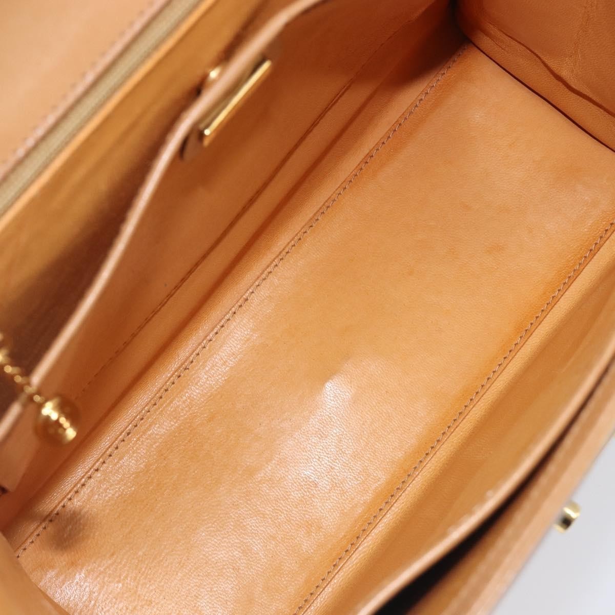 Gucci Vintage Lady Lock Top Handle Leather Beige Leather Handbag (Pre-Owned)
