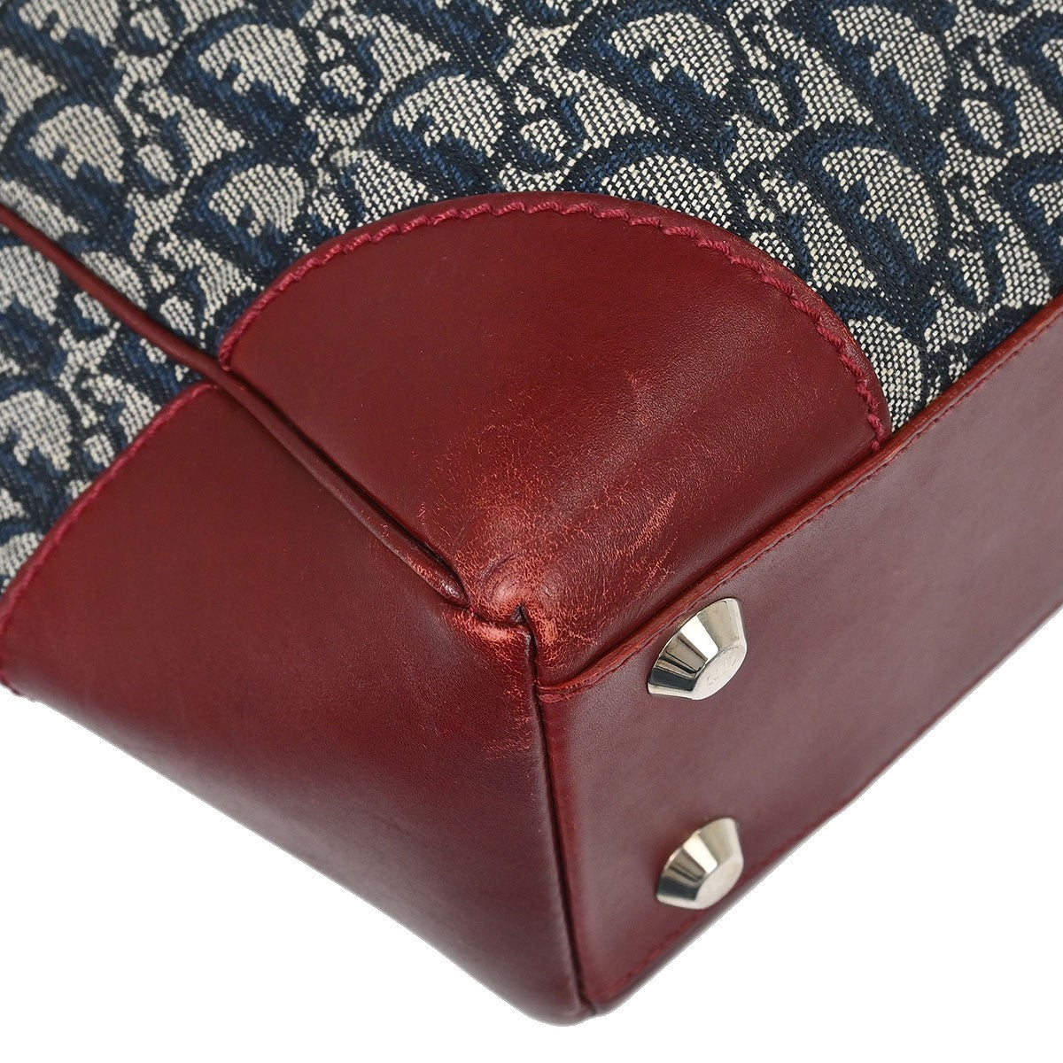 Christian Dior Vintage Trotter Zip Diorissimo Canvas Navy Canvas Tote Bag Bag (Pre-Owned)