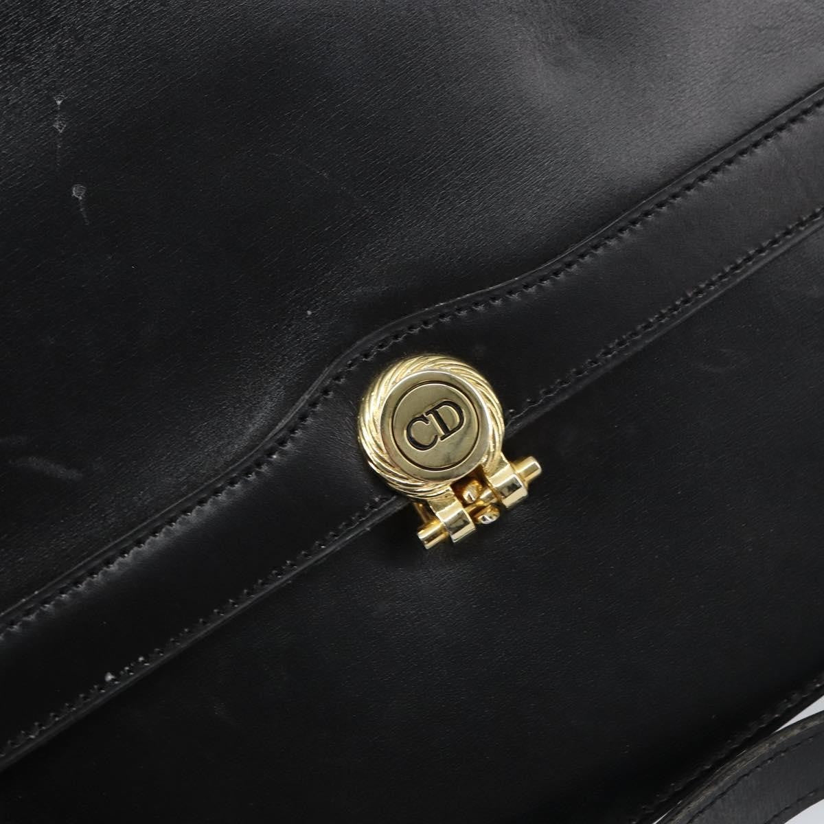 Christian Dior Vintage Leather Black Leather Shoulder Bag Bag (Pre-Owned)