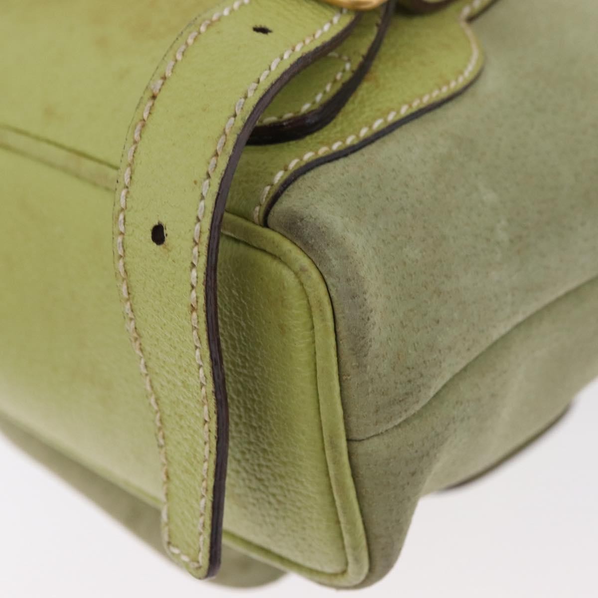 Gucci Gucci Bamboo Daim Green Suede Backpack Bag (Pre-Owned)