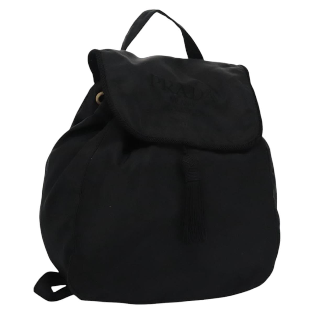 Prada Flap Drawstring Tessuto Black Nylon Backpack Bag (Pre-Owned)