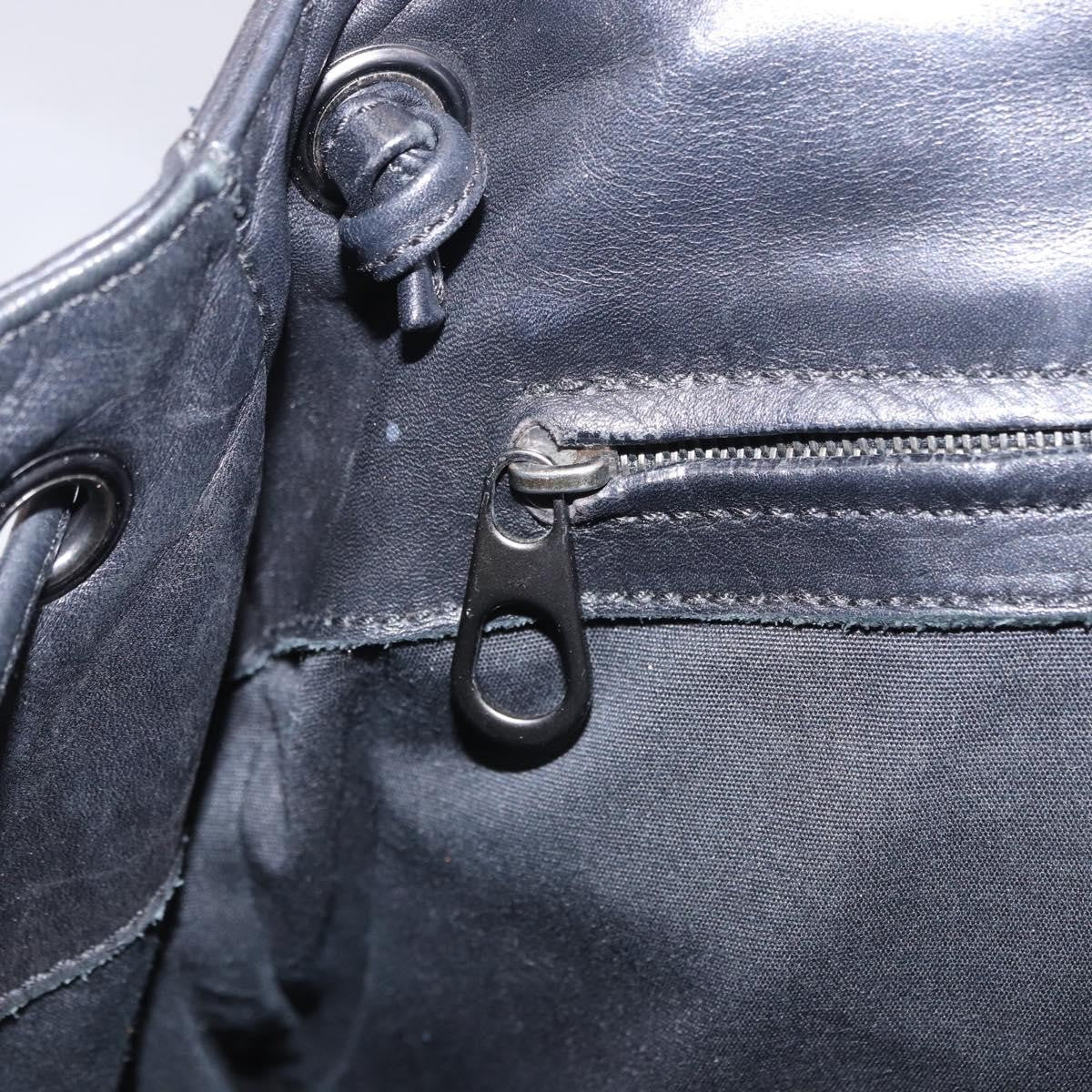Bottega Veneta Intrecciato Leather Black Leather Backpack Bag (Pre-Owned)