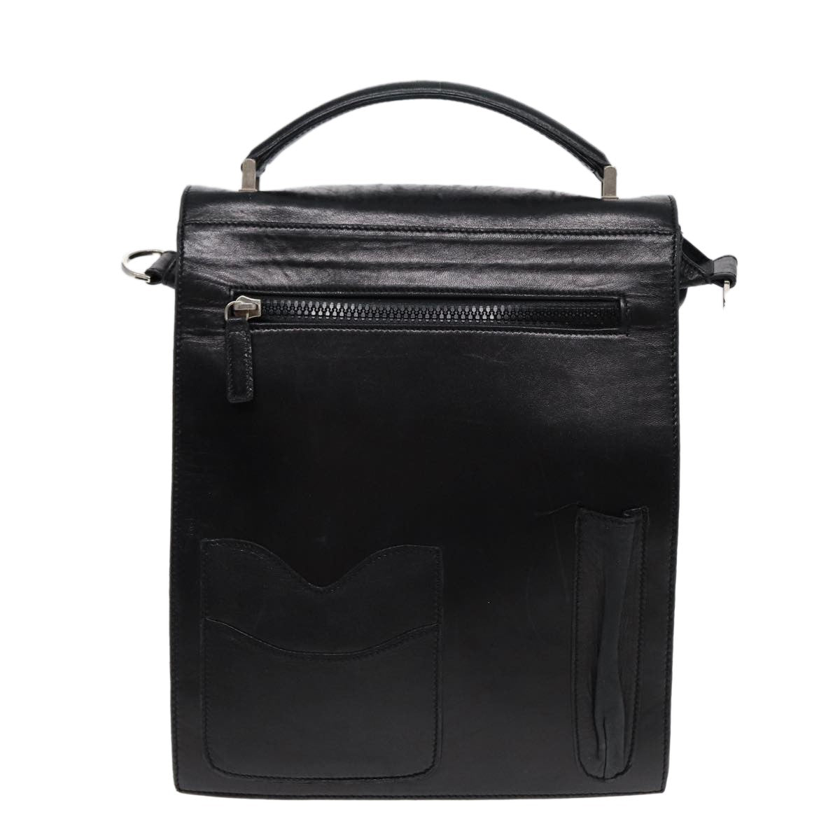 Fendi Vintage Leather Black Leather Handbag (Pre-Owned)