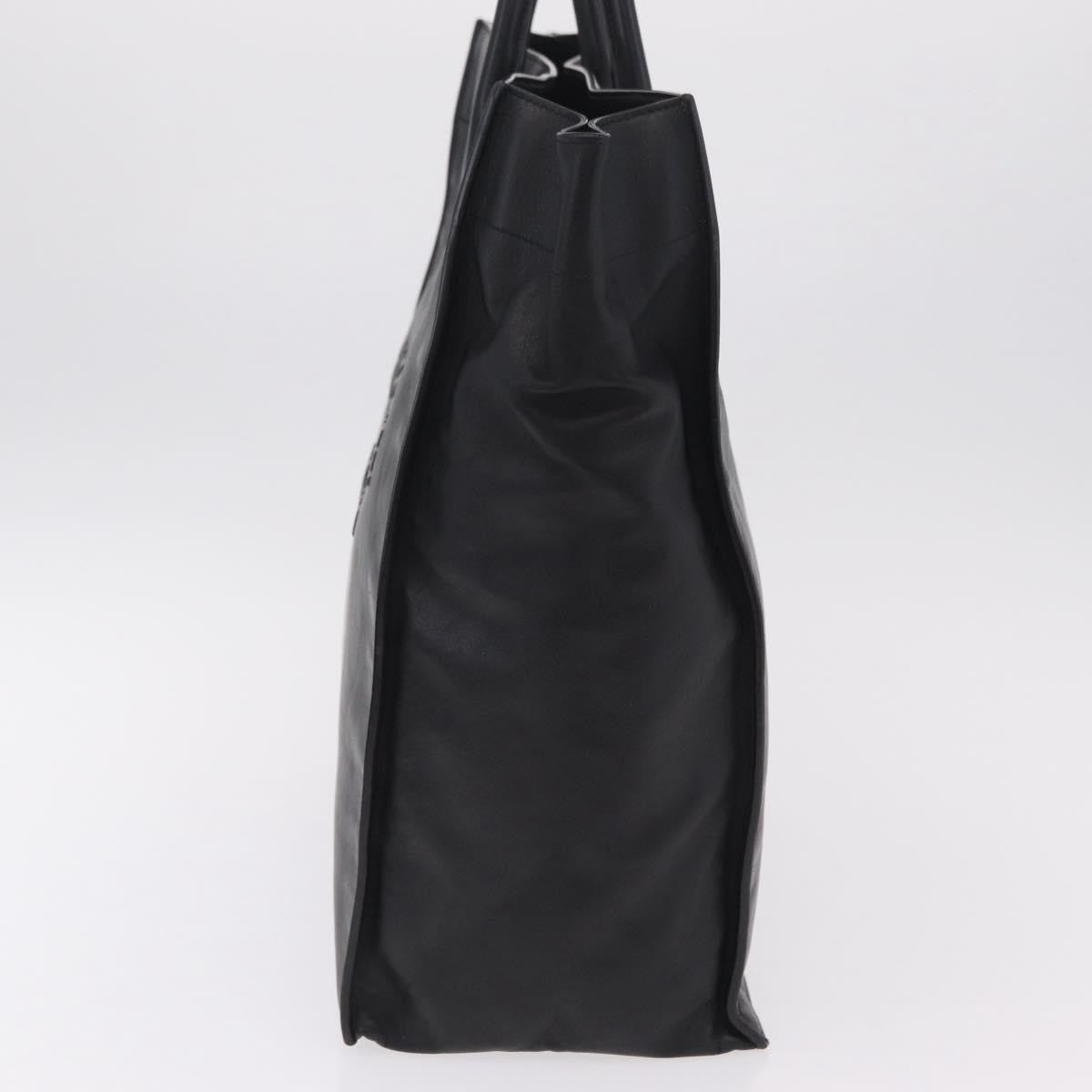 Saint Laurent Rive Gauche Shopper Embossed Leather Black Leather Tote Bag Bag (Pre-Owned)