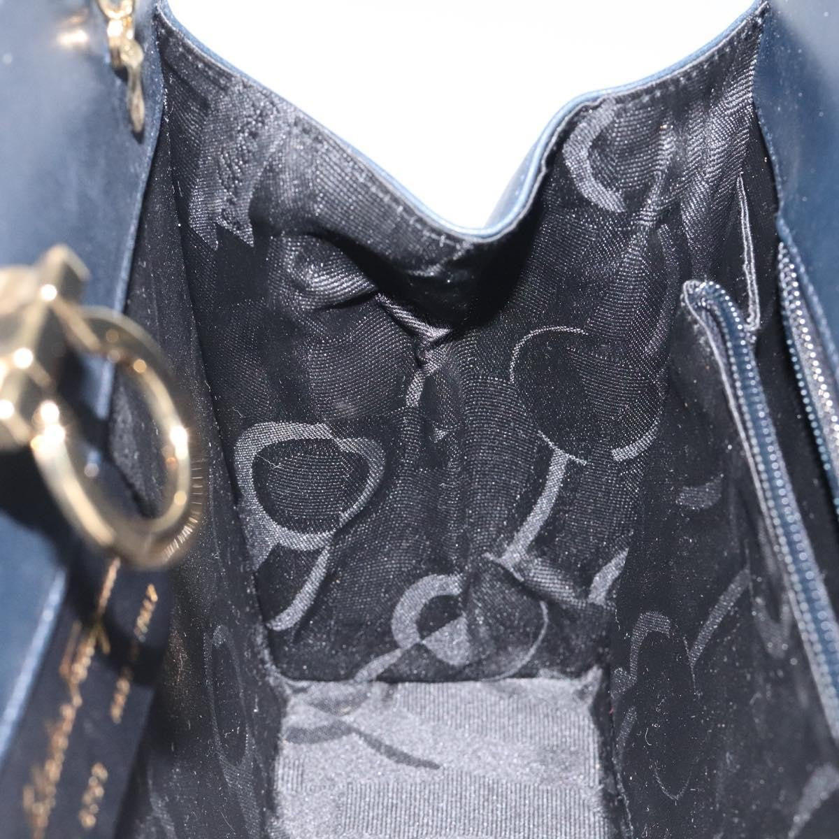 Salvatore Ferragamo Vintage Gancini Chain Leather Navy Leather Shoulder Bag Bag (Pre-Owned)