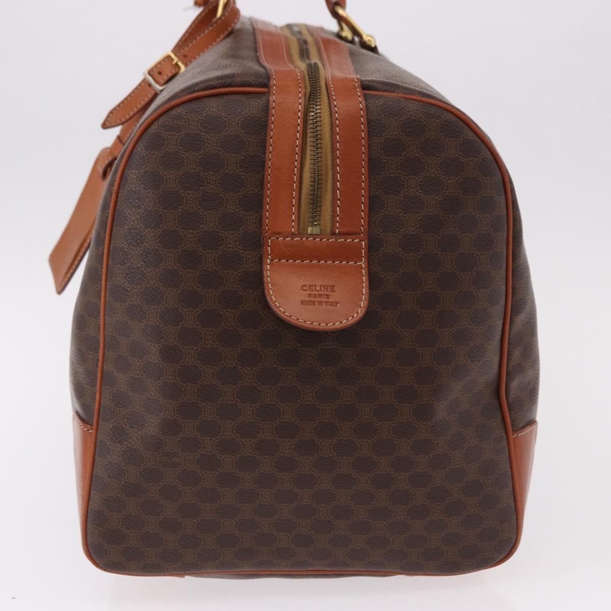 Celine Vintage Duffle Macadam Coated Canvas Brown Canvas Handbag (Pre-Owned)