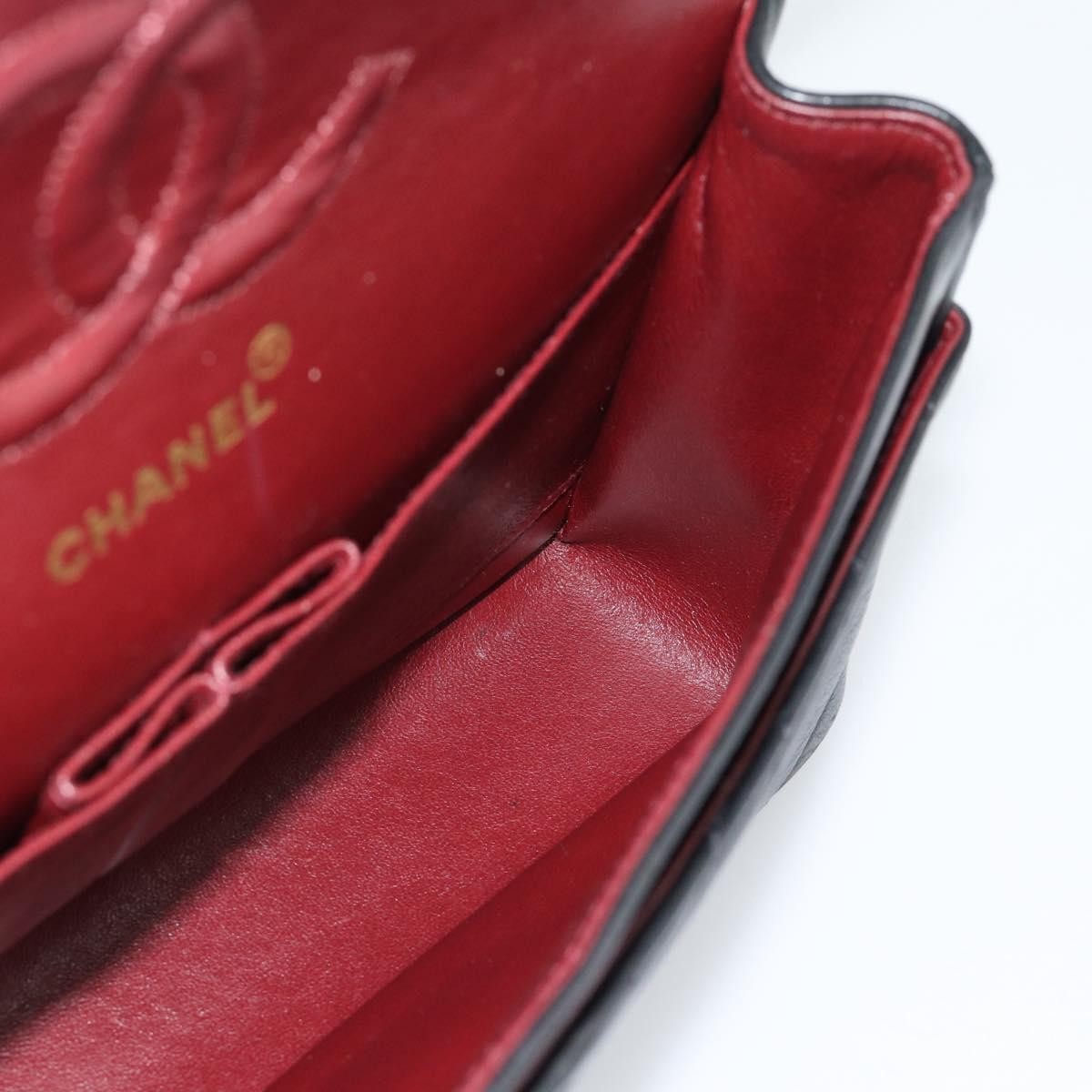 Chanel Timeless - Classic Double Flap Chevron Calfskin Black Calfskin Shoulder Bag Bag (Pre-Owned)