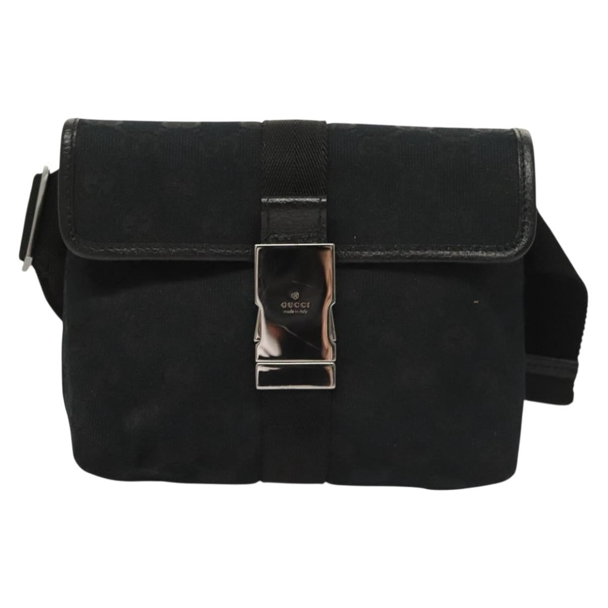 Gucci Buckle Belt Gg Canvas And Leather Black Canvas Bag (Pre-Owned)