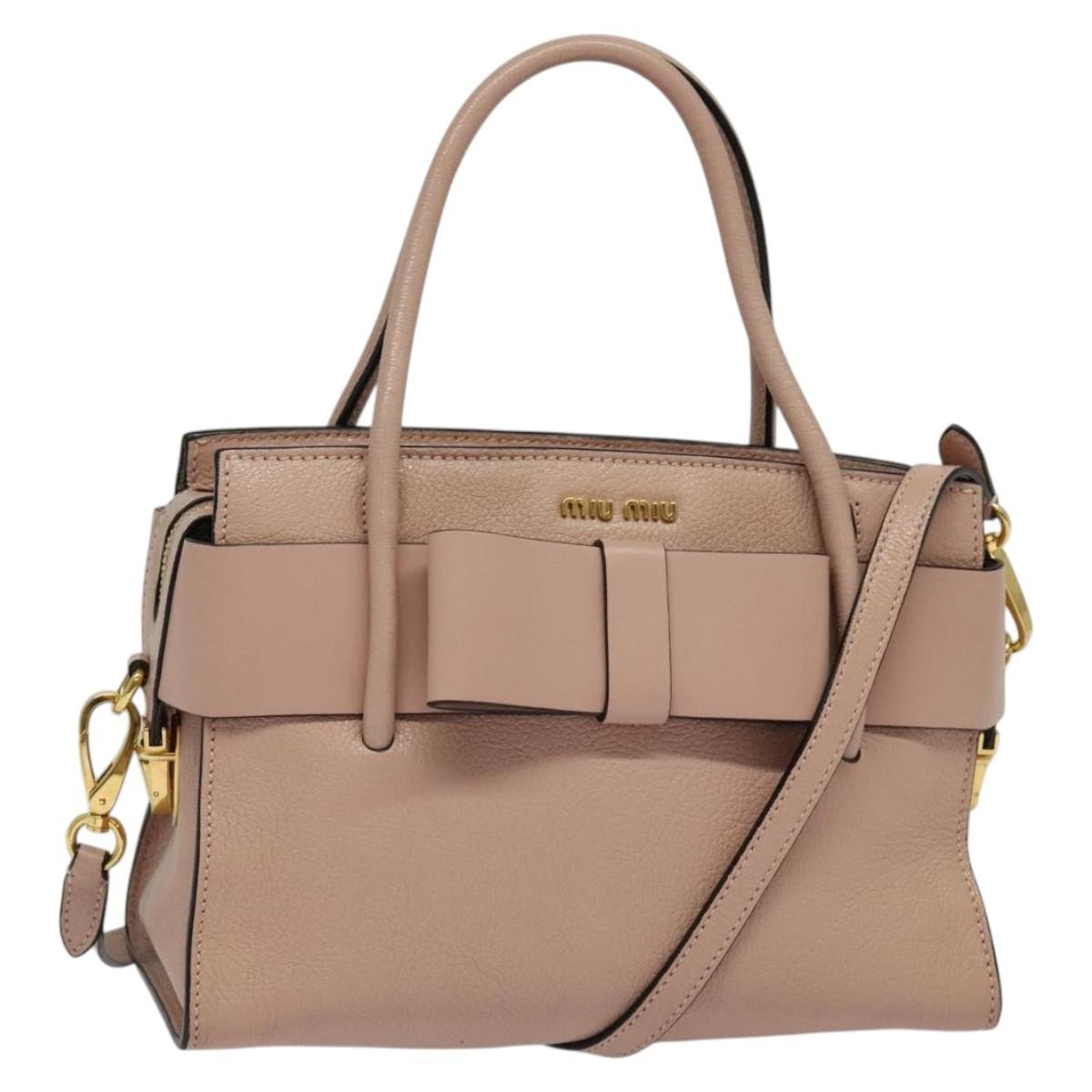 Miu Miu Madras Fiocco Bow Leather Pink Leather Bag (Pre-Owned)