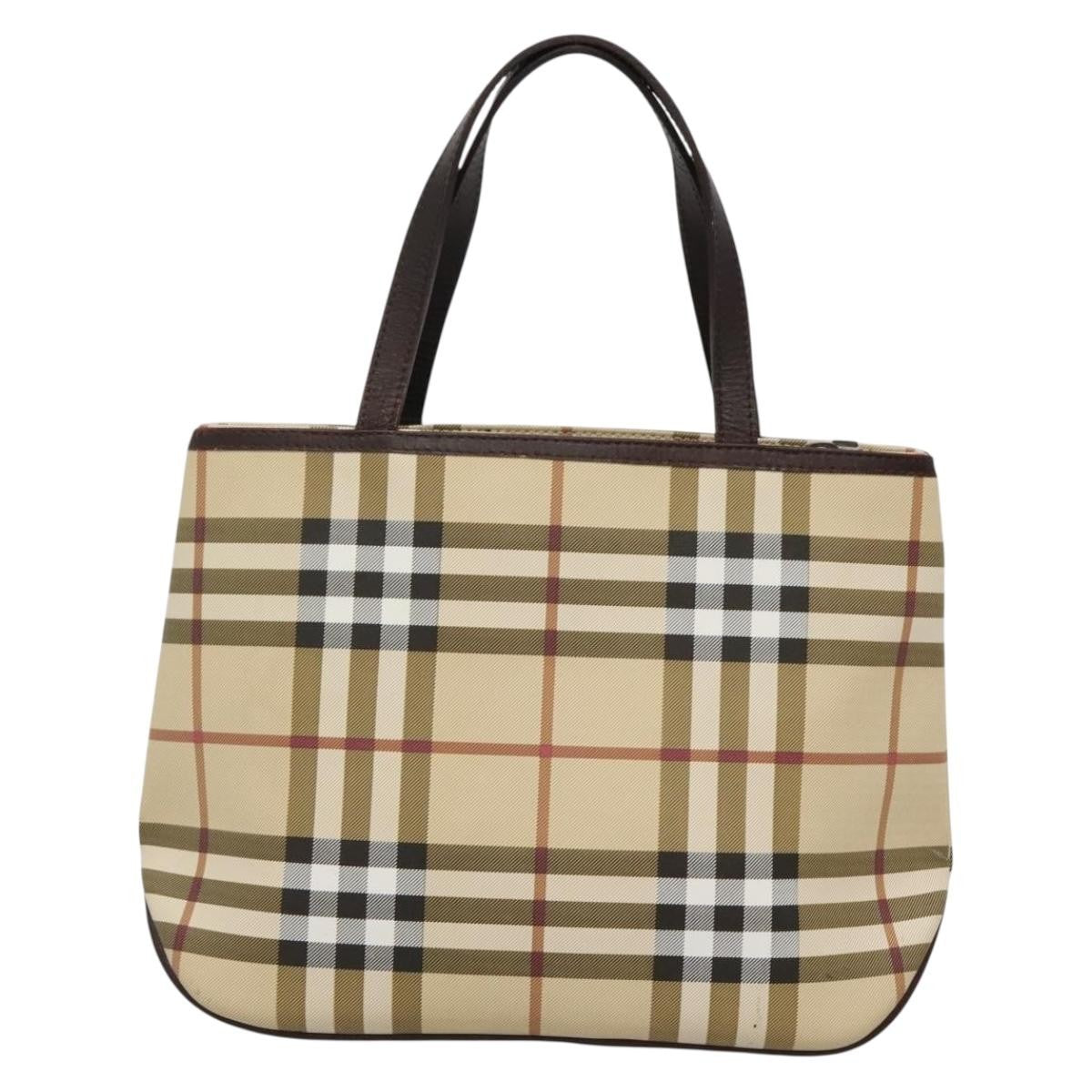 Burberry Nova Check Nova Check Canvas Beige Canvas Handbag (Pre-Owned)