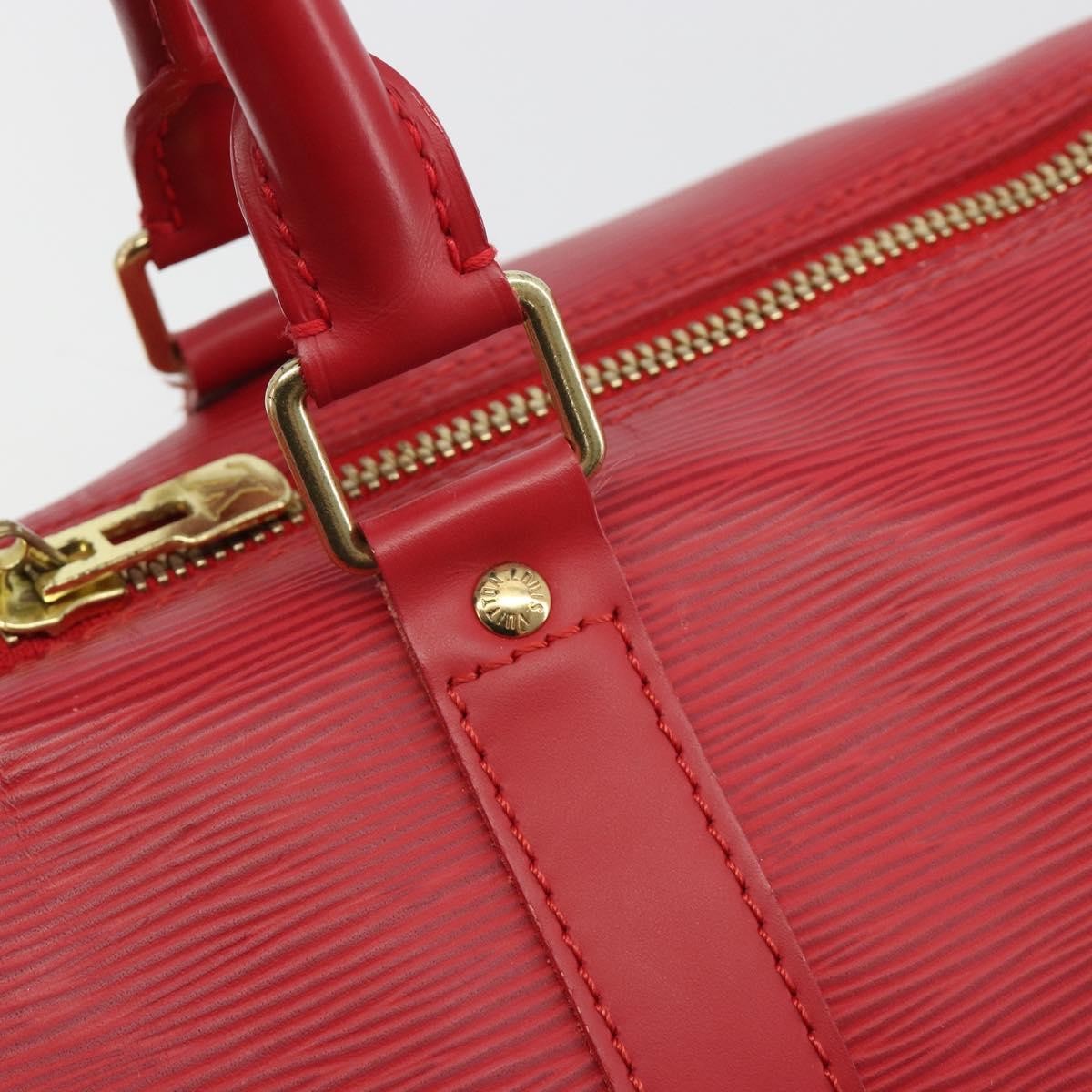 Louis Vuitton Keepall Epi Leather Red Leather Travel Bag Bag (Pre-Owned)