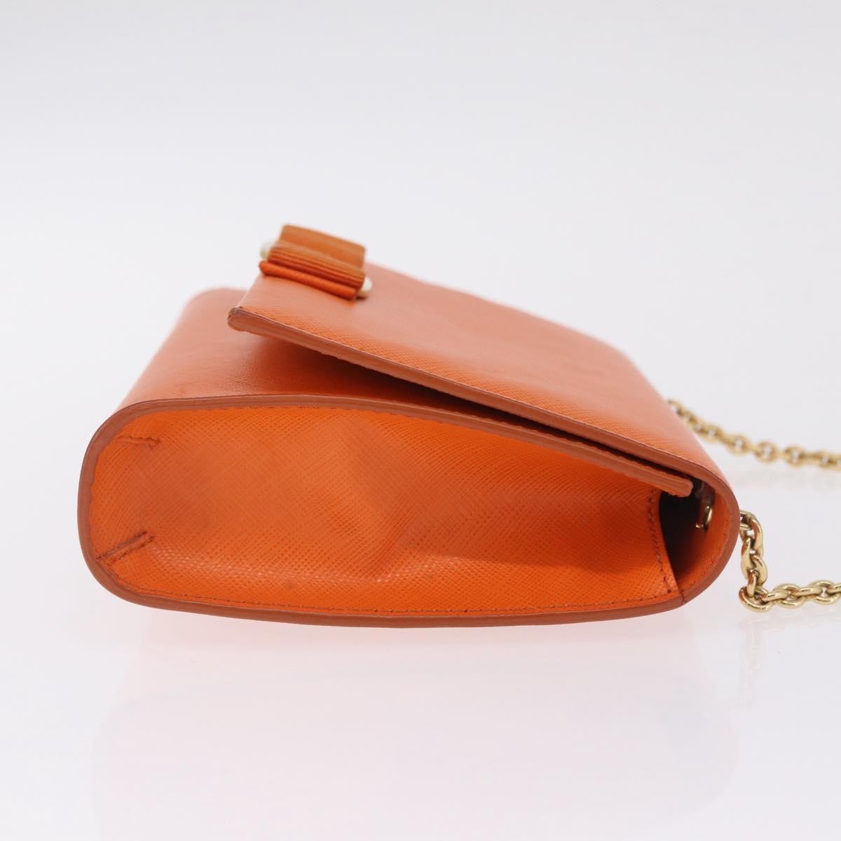 Salvatore Ferragamo Vala Leather Orange Leather Shoulder Bag Bag (Pre-Owned)