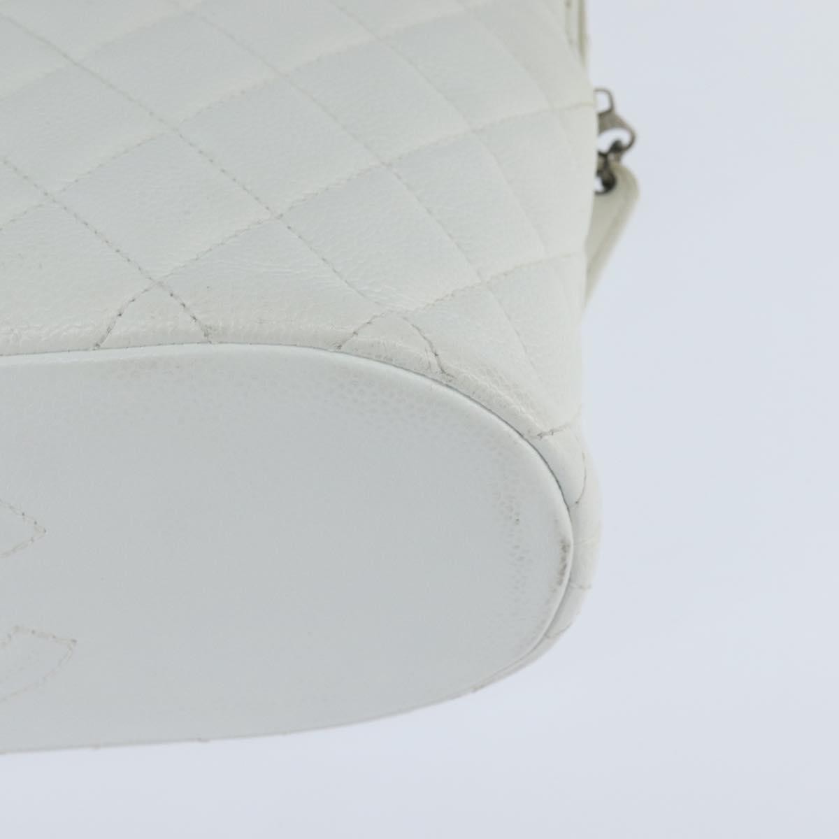 Chanel Vintage Cc Zip Around Bowler Quilted Caviar White Leather Tote Bag Bag (Pre-Owned)