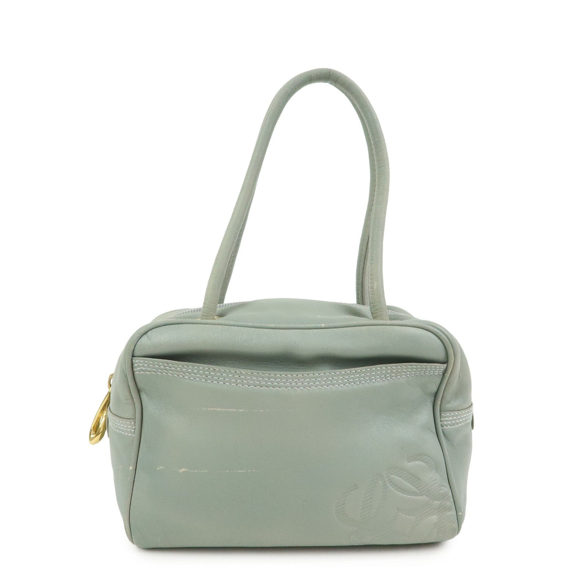 Loewe Anagram Leather Blue Leather Tote Bag Bag (Pre-Owned)