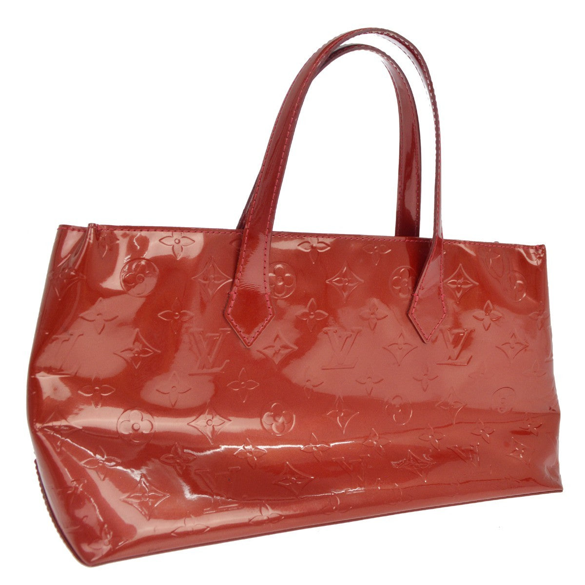 Louis Vuitton Wilshire Monogram Vernis Red Patent_Leather Handbag (Pre-Owned)