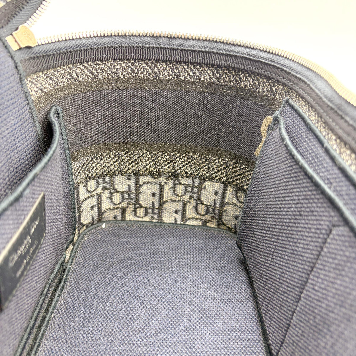 Christian Dior Diortravel Vanity Case Oblique Canvas Navy Canvas Handbag (Pre-Owned)