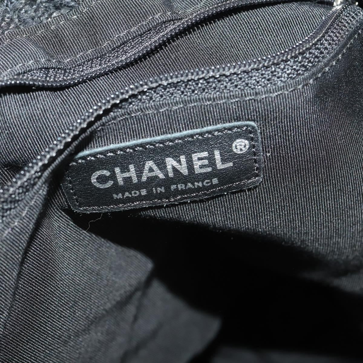Chanel Knitting Satchel Boucle Tweed Black Tweed Handbag (Pre-Owned)