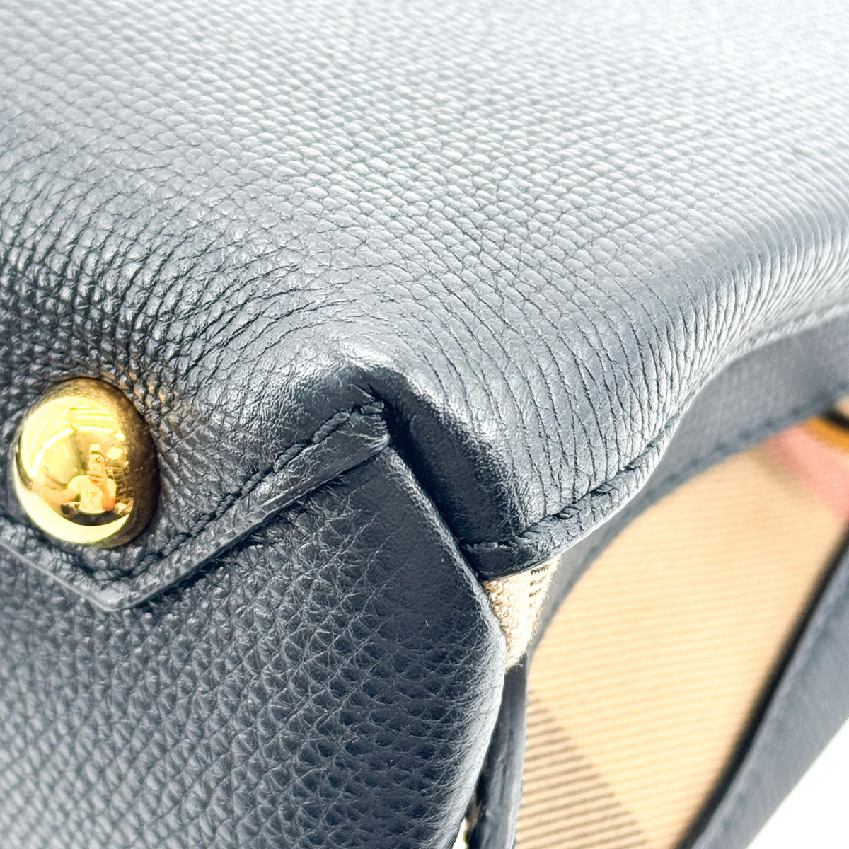 Burberry Camberley Top Handle Leather Black Leather Handbag (Pre-Owned)