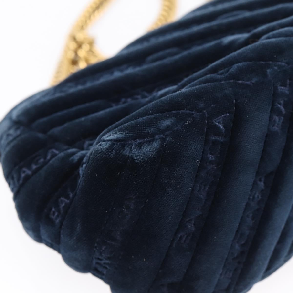 Balenciaga Bb Chain Round Quilted Velvet Navy Velvet Shoulder Bag Bag (Pre-Owned)
